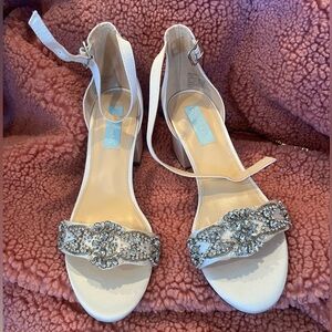Betsey Johnson White Embellished Heels